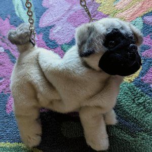 Pug shaped animal purse w/ fancy lining. Realistic, adorable & fun for costumes!